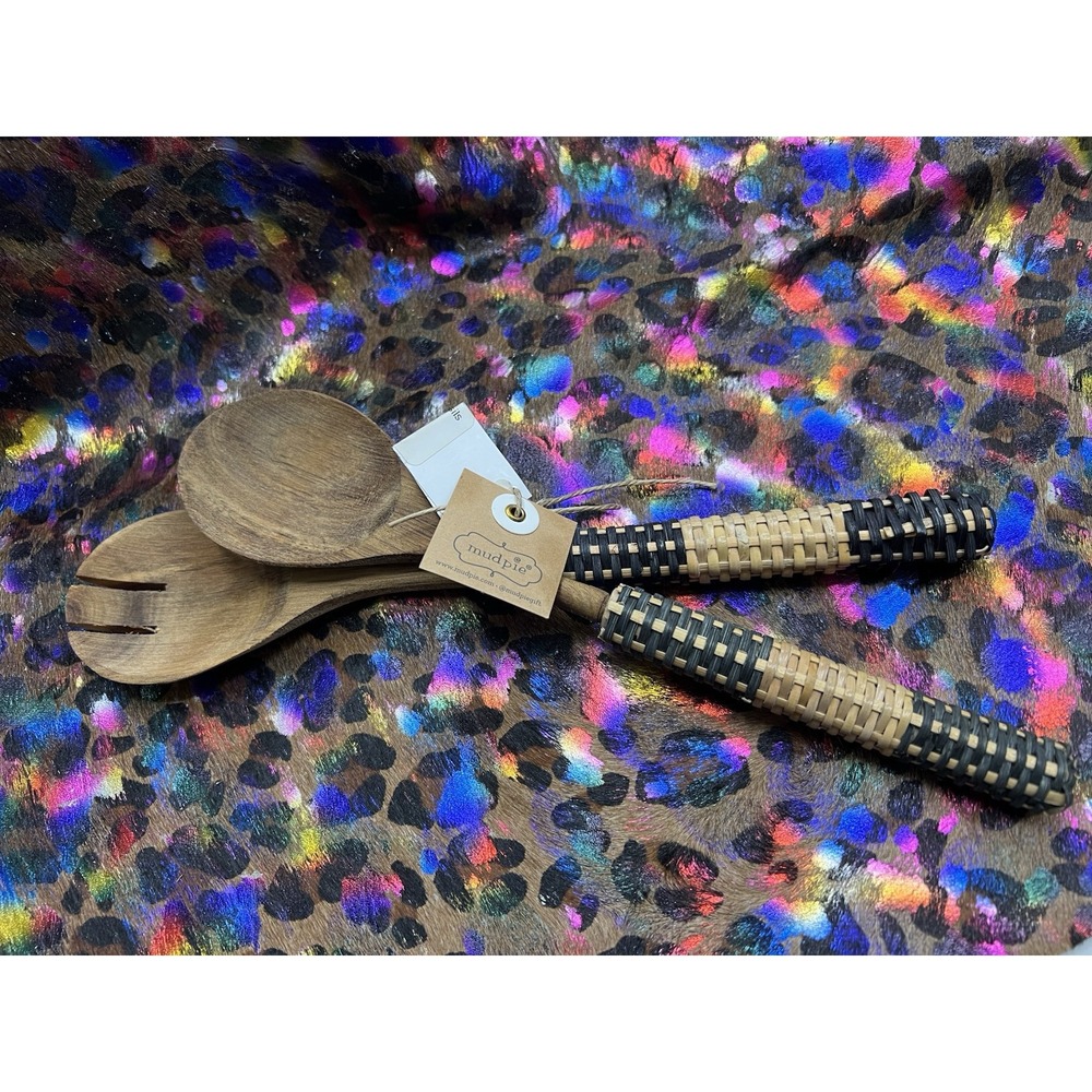 Mud Pie Woven Serving Utensils NWT Farmhouse